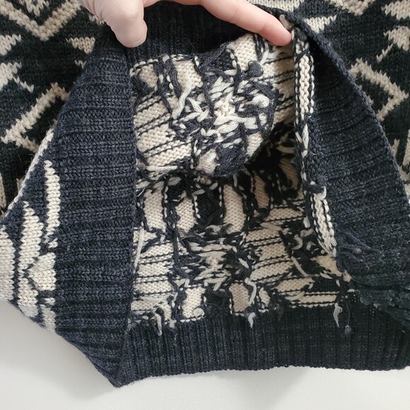 Lauren Ralph Lauren PP Wool Sweater Aztec Snowflake Mock Neck Charcoal Petite - Picture 11 of 11